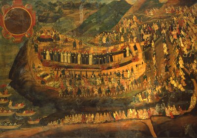 Ornamented Namban Screen Showing Jesuit Martyrdom, 1622 by Japanese School